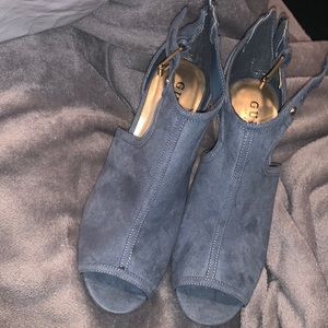 Guess open toe suede heels